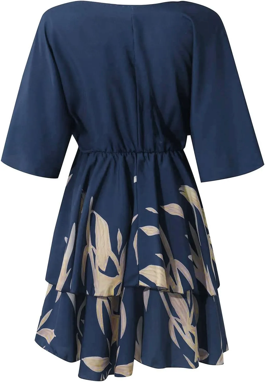 Beach Dresses for Women,2024 Summer Batwing Sleeve Floral Print Boho Dress,Casual V Neck Tiered Ruched Mini Dress