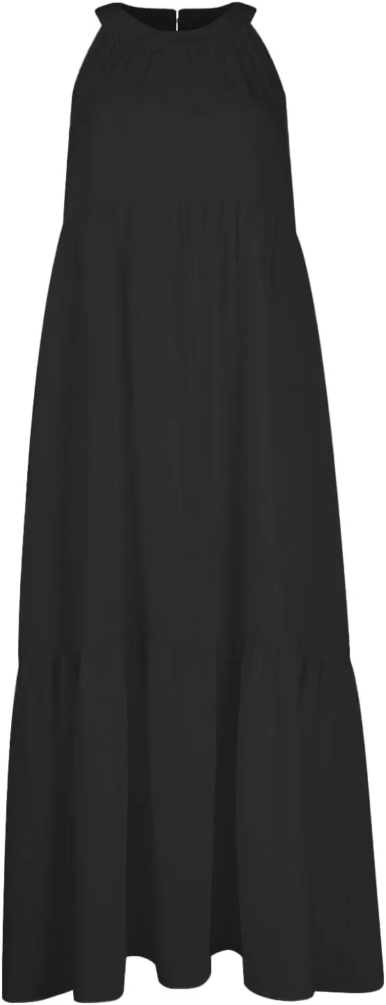 Beach Dresses for Women,2025 Summer Trendy Sleeveless Halter A Line Sundress,Flowy Pleated Tiered Swing Boho Dress