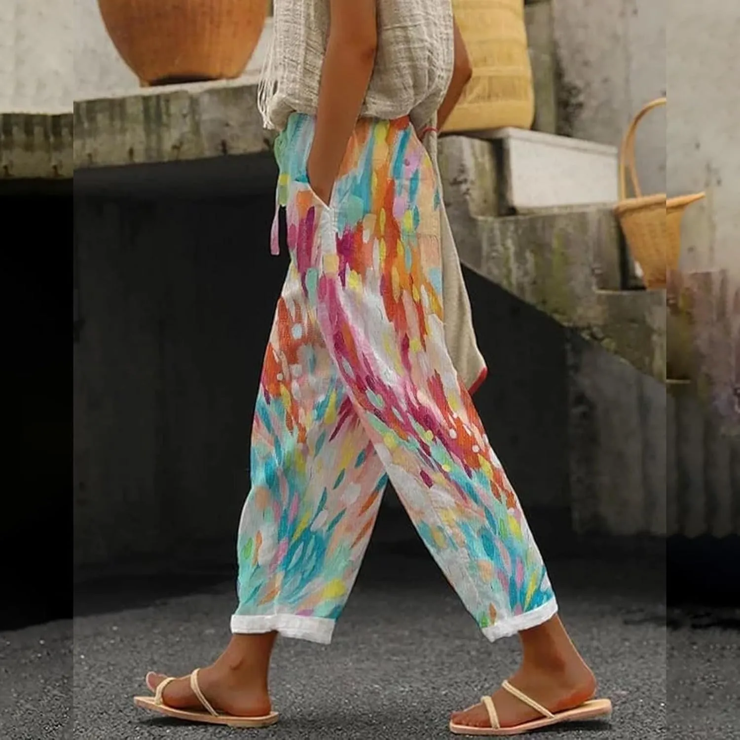 Beach Vacation Clothes for Women Drawstring Pants High Waist Casual Lounge Pant Workout Sets for Women Summer Pants