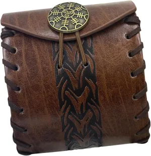 Belt Pouch Medieval Waist Bag for Adults Holiday Men and Women Stage Show, Brown Bone Pattern