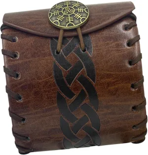 Belt Pouch Medieval Waist Bag for Adults Holiday Men and Women Stage Show, Brown Stripe Pattern