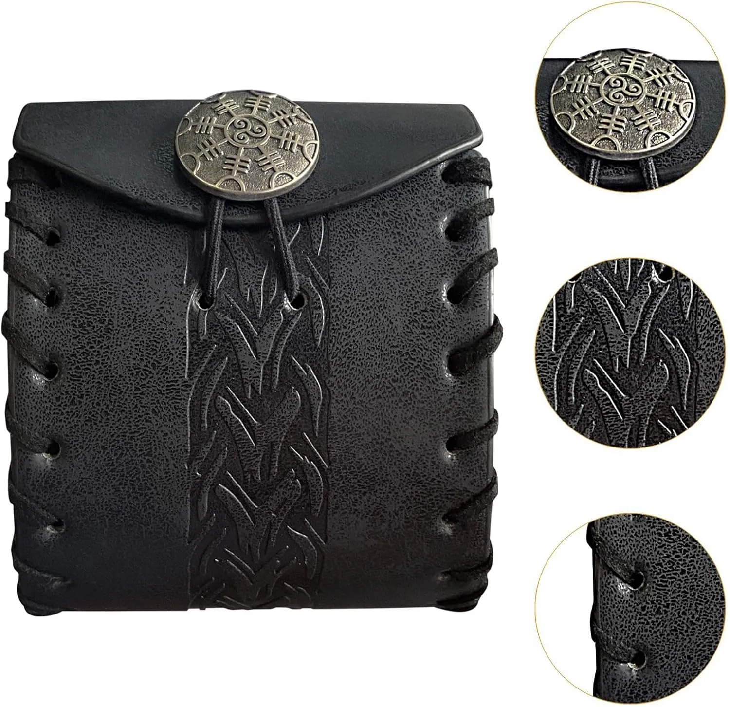 Belt Pouch Wallet Fanny Pack for Party Role Playing Stage Show Men and Women, Black Bone Pattern