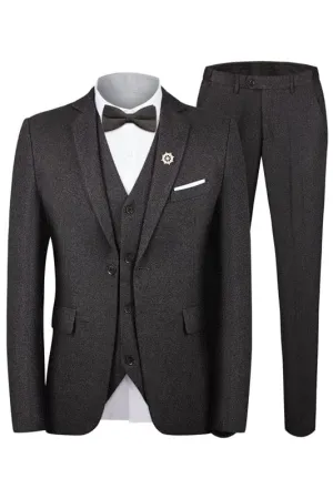 Black Notched Lapel Three Pieces Formal Wedding Suits for Men Business Suits