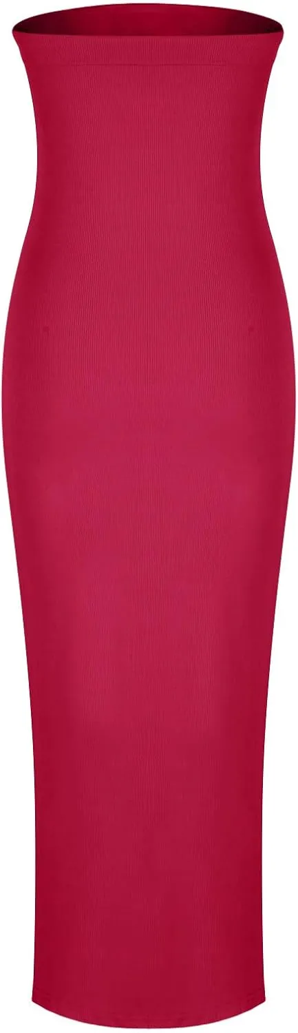 Bodycon Dresses for Women Sexy Strapless Tube Top Dress Side Split HOCO Maxi Dresses 2024 Summer Wedding Guest Dress