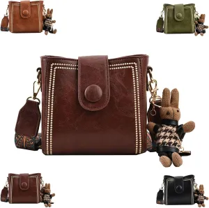 Bootara Bucket Bag, Bootara Women's Vintage Bunny Charm Bucket Bag  Convertible Shoulder Crossbody, Vintage Crossbody Bag