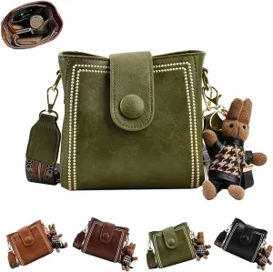Bootara Bucket Bag, Bootara Women's Vintage Bunny Charm Bucket Bag with Adjustable Wide Shoulder Strap, Spacious Travel Tote