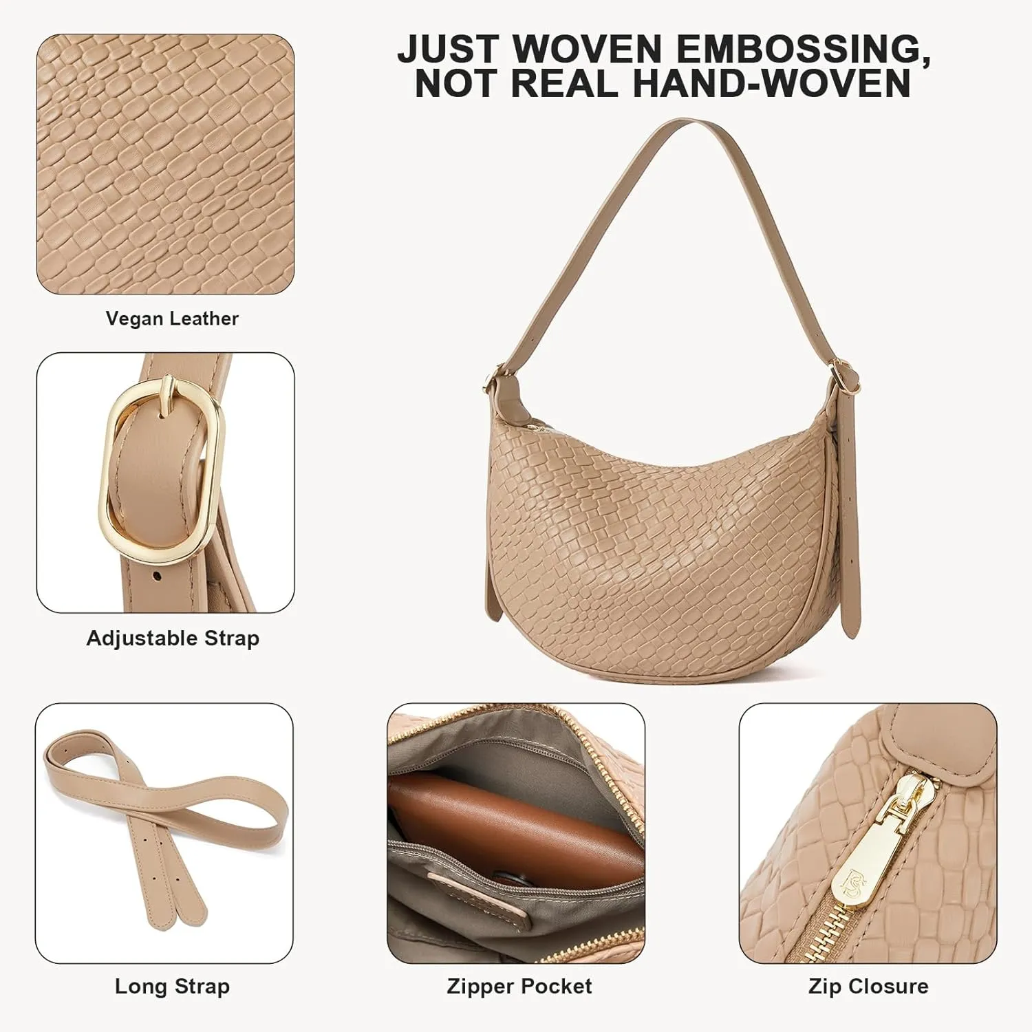 BOSTANTEN Purses for Women Small Crossbody Bags Crescent Shoulder Bag Hobo Handbag with Adjustable Strap
