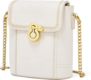 Bucket Bag Womens Crossbody Bag Ladies Shoulder Bag Girl Small Satchel Chain Bag Work Travel Messenger Bag Waterproof PU Leather White