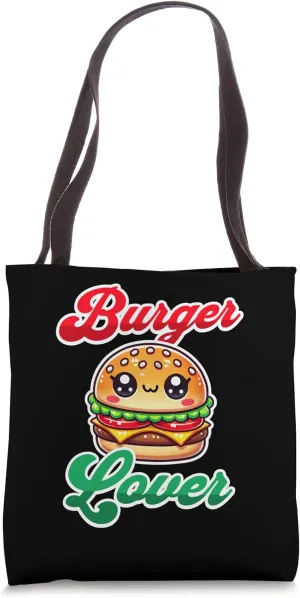Burger Lover Retro Font Cute Kawaii Food Cheeseburger Tote Bag