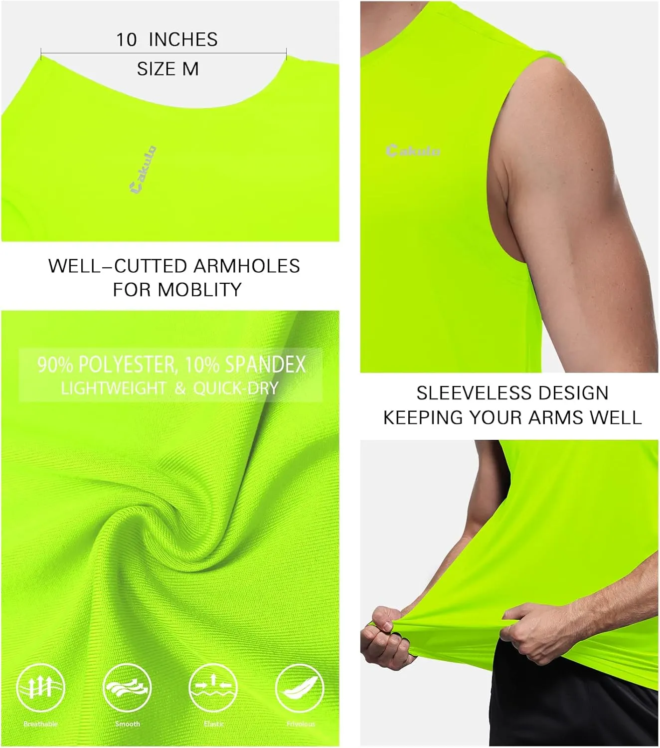 Cakulo Men's Workout Swim Sleeveless Shirts Quick Dry Beach Pool Tech Running Athletic Exercise Muscle Tank Top Big and Tall