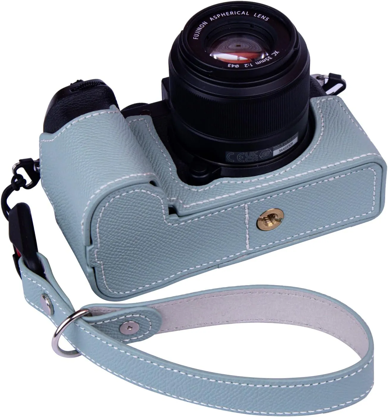 Camera Case for FUJIFILM X-S20 Half Case with Wrist Strap,Retro Style Leather Camera Case w/Fiberglass board, for Photography, Shooting, Video Creators (blue)