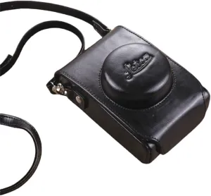 Camera Case Small for Leica D-LUX Typ109/D-LUX7/D-LUX6/D5/D4/D3, Retro Style Camera Half Leather Case, Camera Case with Shoulder Strap,Black,D LUX typ109