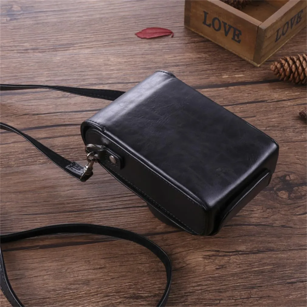 Camera Case Small for Leica D-LUX Typ109/D-LUX7/D-LUX6/D5/D4/D3, Retro Style Camera Half Leather Case, Camera Case with Shoulder Strap,Black,D LUX typ109
