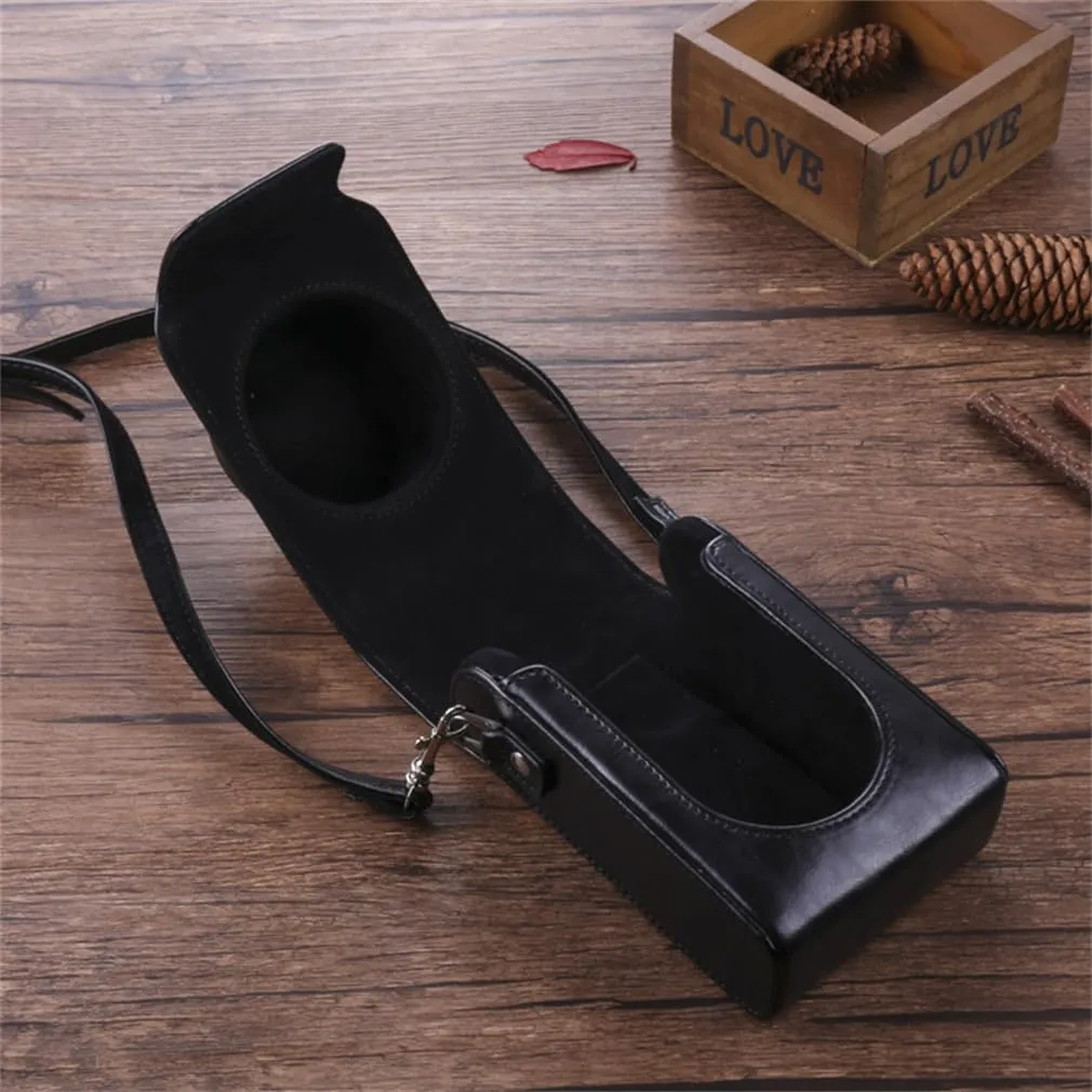 Camera Case Small for Leica D-LUX Typ109/D-LUX7/D-LUX6/D5/D4/D3, Retro Style Camera Half Leather Case, Camera Case with Shoulder Strap,Black,D LUX typ109