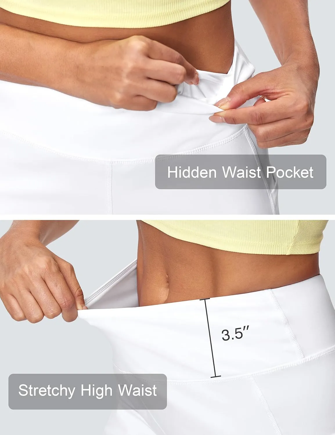Capri Pants for Women High Waist with Pockets Tummy Control Capri Workout Yoga Pants Loose Straight Leg