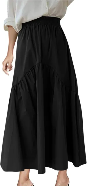 Casual Skirts for Women Pleated Midi Skirts High Waist Commuting Skirts All-Match Comfy Skirt Fall Loose Skirt