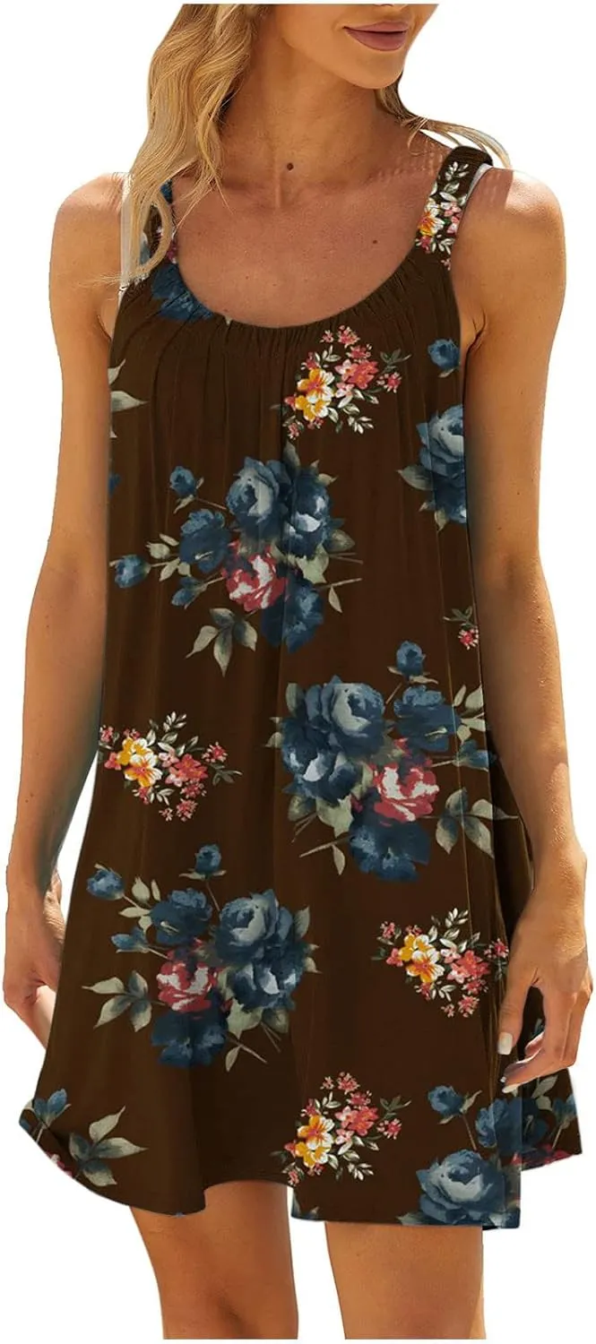 Ceboyel Women Boho Summer Vacation Dresses Casual Trendy Beach Sundress Flowy Sun Tank Dress Beach Party Cruise Wear 2023