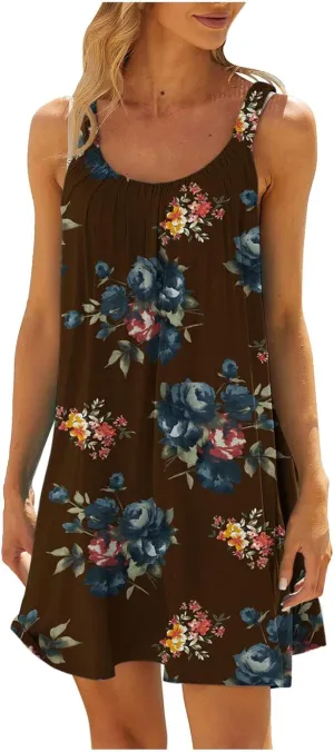 Ceboyel Women Boho Summer Vacation Dresses Casual Trendy Beach Sundress Flowy Sun Tank Dress Beach Party Cruise Wear 2023