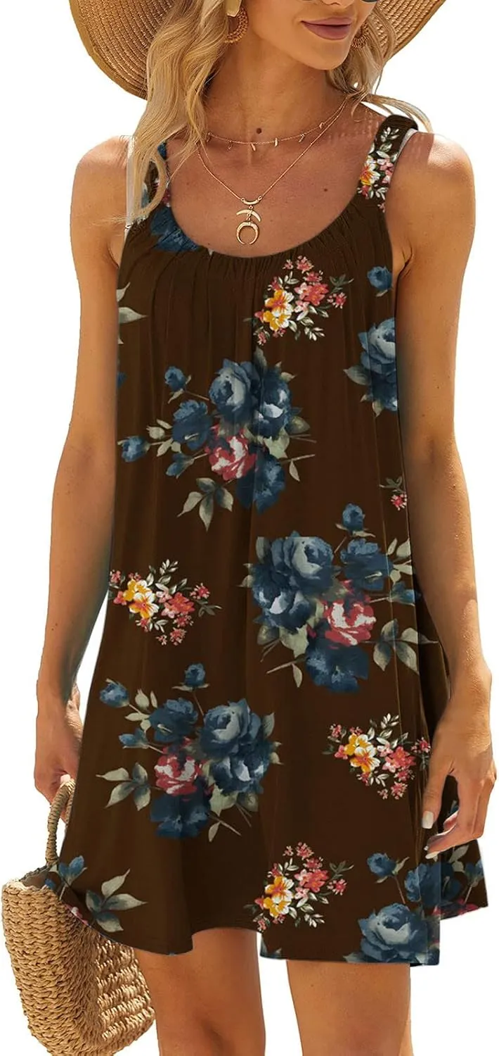 Ceboyel Women Boho Summer Vacation Dresses Casual Trendy Beach Sundress Flowy Sun Tank Dress Beach Party Cruise Wear 2023