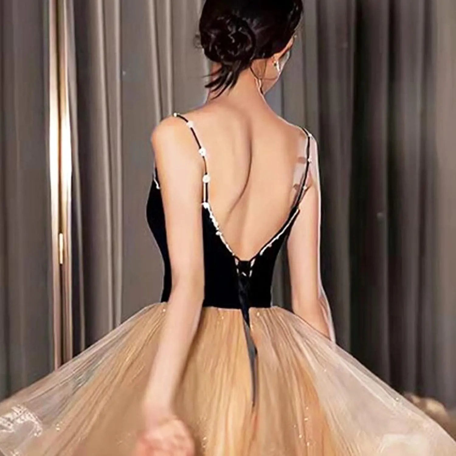 Chiffon Evening Dress Women's Hem Long Sleeve Ball Gown Long Dress Cocktail Party Maxi Dress Sequins Formal Occasion