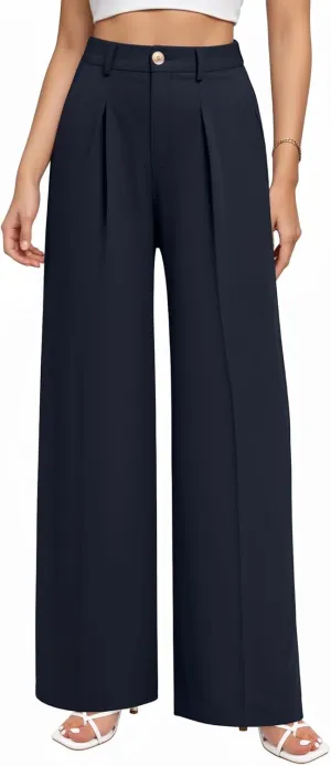 CLOZOZ Wide Leg Pants Women's High Waisted Work Trousers Regular for Office Business Casual