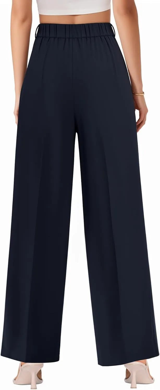 CLOZOZ Wide Leg Pants Women's High Waisted Work Trousers Regular for Office Business Casual