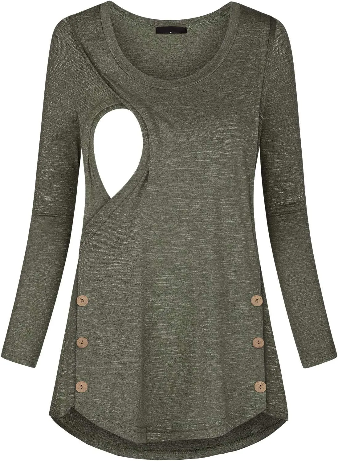 connche Women's Button Side Maternity Tunic Nursing Tops for Breastfeeding