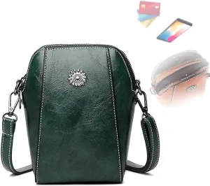 Crossbody Bag Leather, Leather Crossbody Bags For Women, All-Match Vertical Cellphone Bag, Retro Style Bag