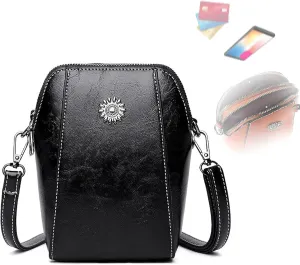 Crossbody Bag Leather, Leather Crossbody Bags For Women, All-Match Vertical Cellphone Bag, Retro Style Bag