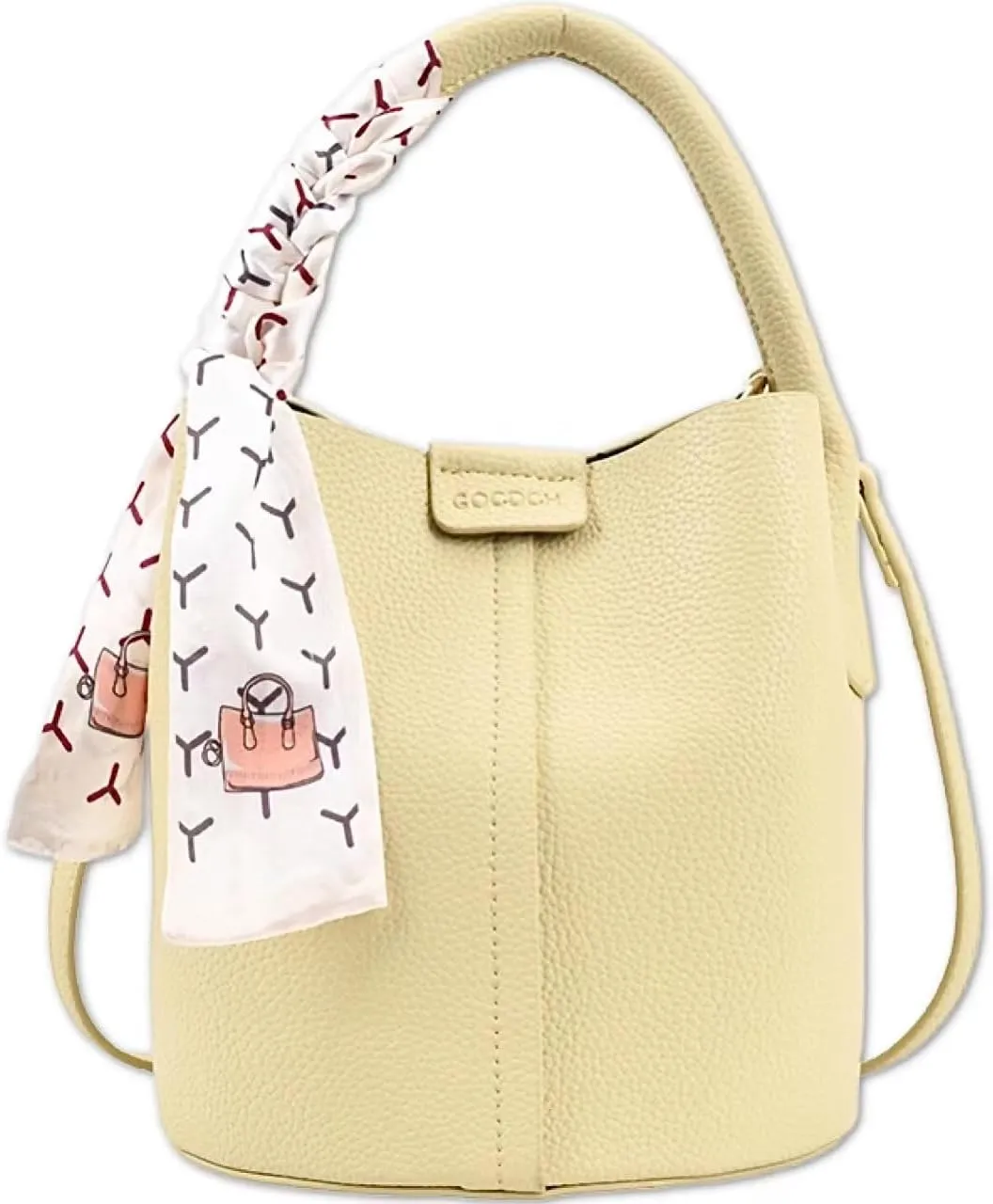 Cute Macaroon Bucket Bag for Women Faux Leather Crossbody Bag Small Purse Handbag Shoulder Bag Silk Ribbon Woven Handle