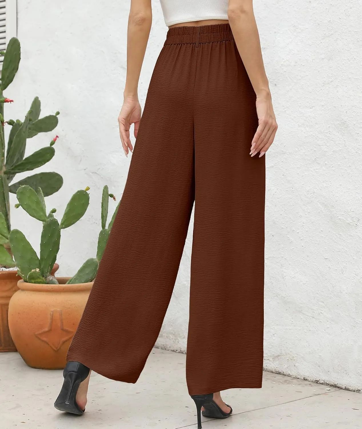 CZYINXIAN Women's Casual High Waisted Wide Leg Pants Flowy Business Work Casual Pants with Pockets