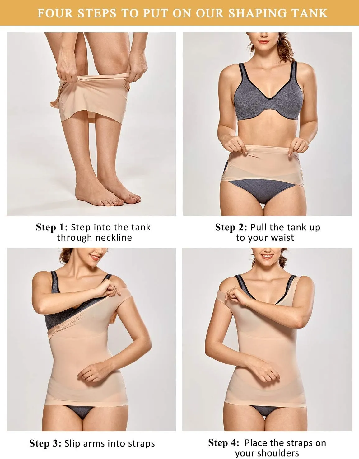 DELIMIRA Women's Shapewear Tummy Control Tank Tops Plus Size Seamless Camisole