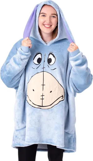 Disney Wearable Blanket Hoodie | Adults Hooded Pullover with Themed Print One Size Sherpa Lined Loungewear with Pockets