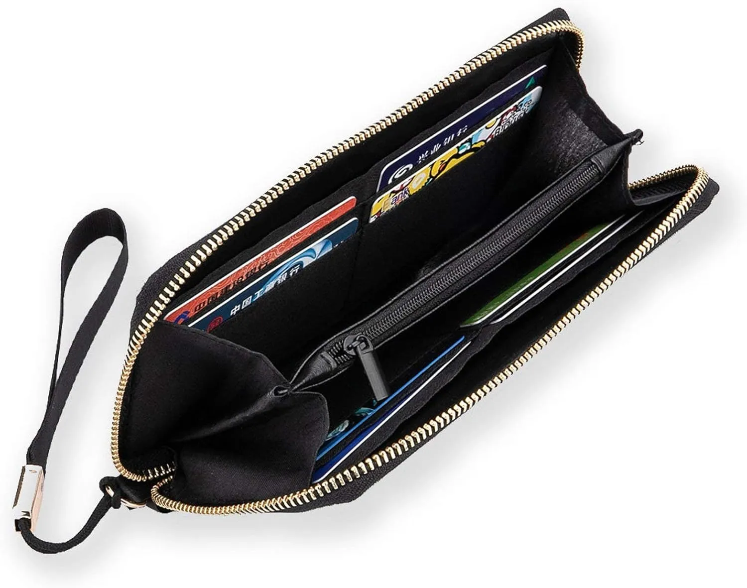 Donnapink Grey Highland Cow Black White Vintage Retro Style Long Clutch Wallet, Long Handbag with Removable Wristlet Strap, PU Leather Zip Purse, Credit Pass Case Card-Holder for Men Women
