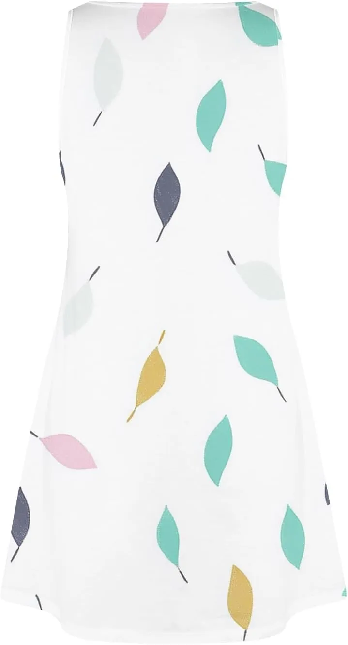 Dresses for Women 2025 V Neck Sleeveless Mini Dresses Floral Print Tank Dresses Loose Sundresses Beach Cover Ups