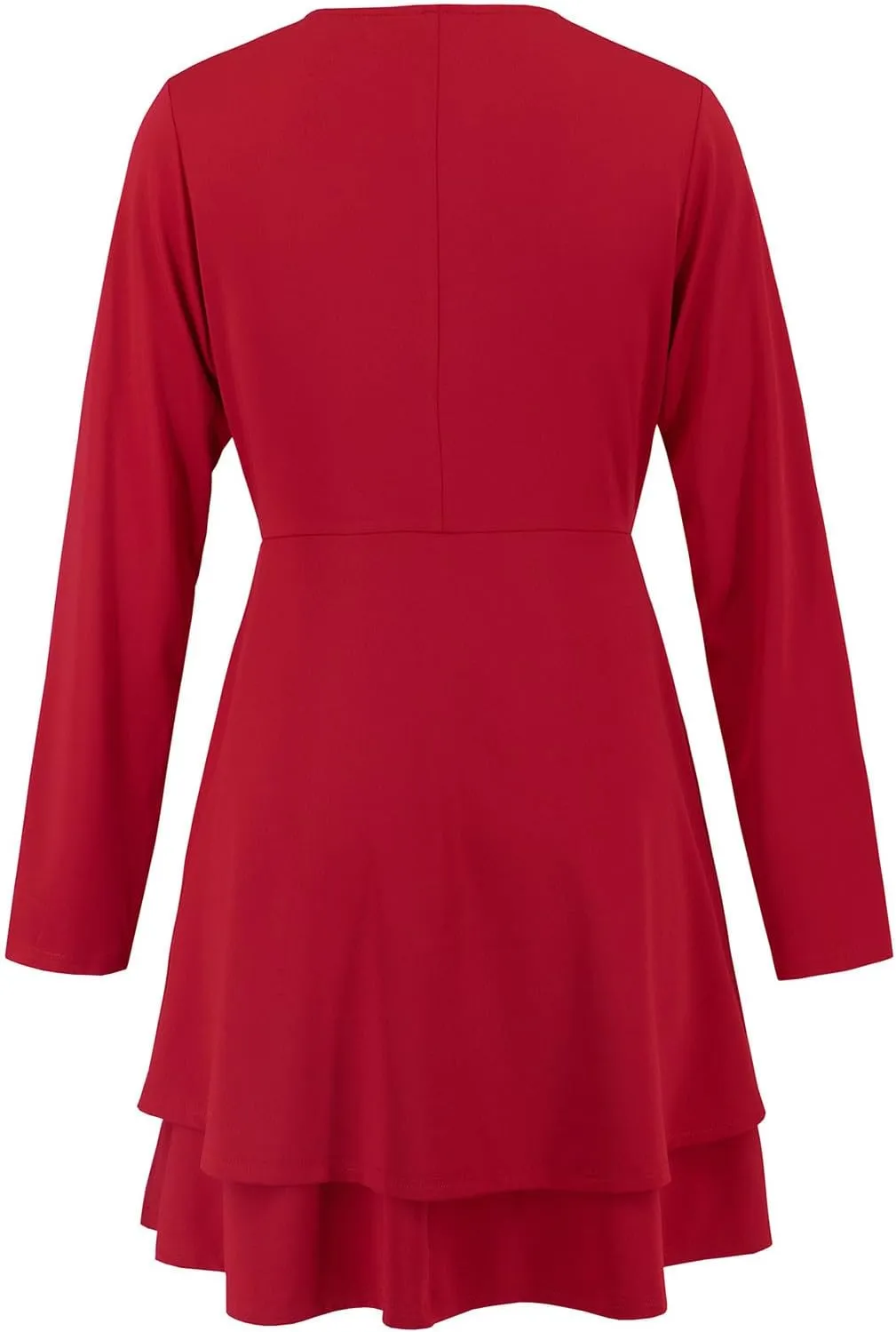 Dresses for Women Solid Color Round Neck Shrunken Pleat Satin Waist Long Lantern Sleeve Elastic Waist Fashion Dress