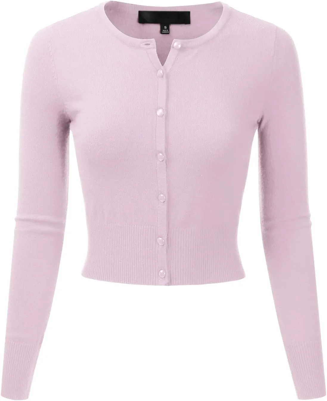 EIMIN Women's Crewneck Button Down Long Sleeve Cropped Cardigan Sweater (S-XL)