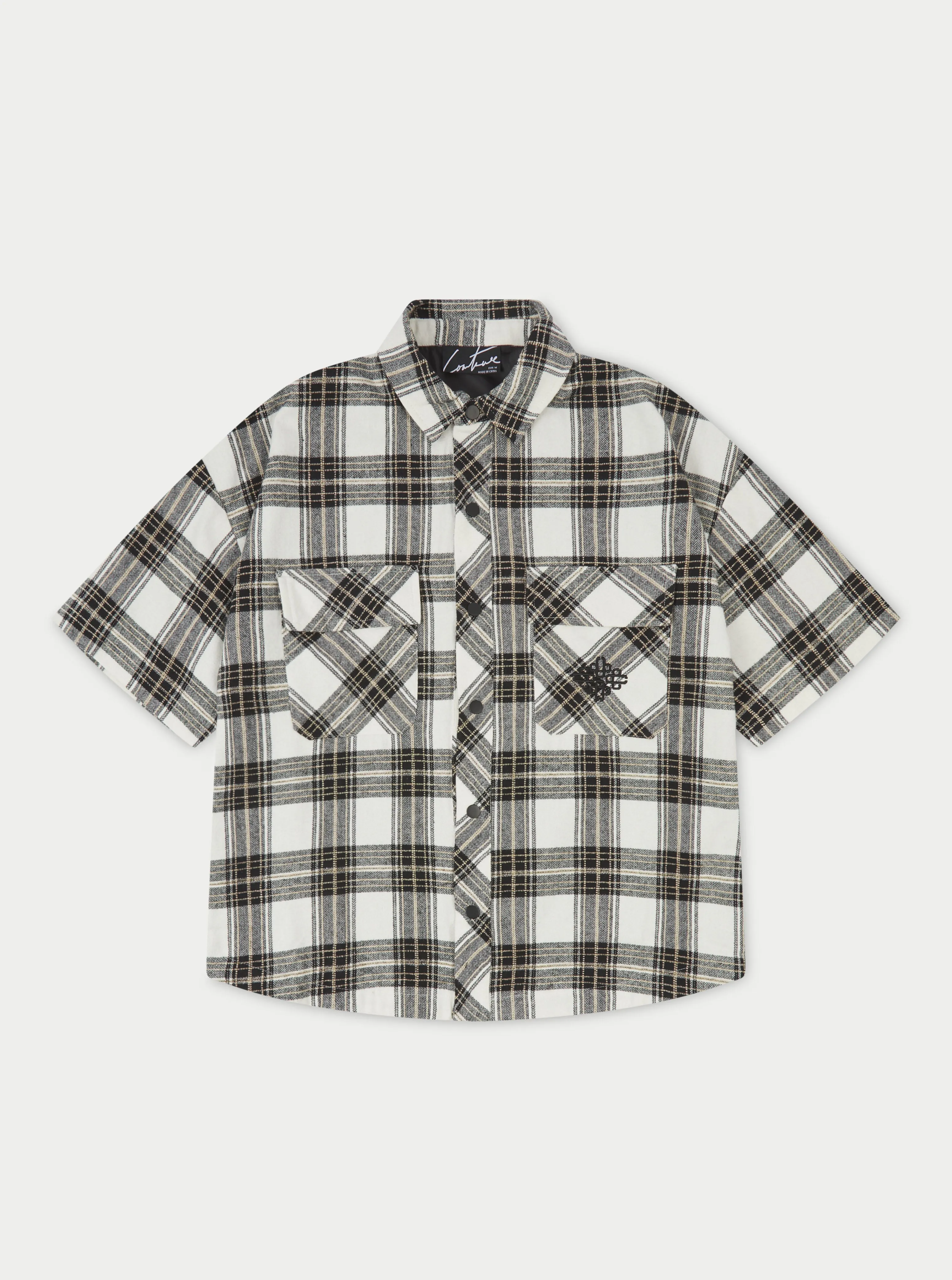 EMBLEM FLANNEL OVERSHIRT - BEIGE