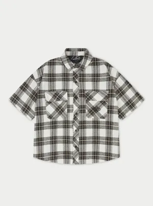 EMBLEM FLANNEL OVERSHIRT - BEIGE