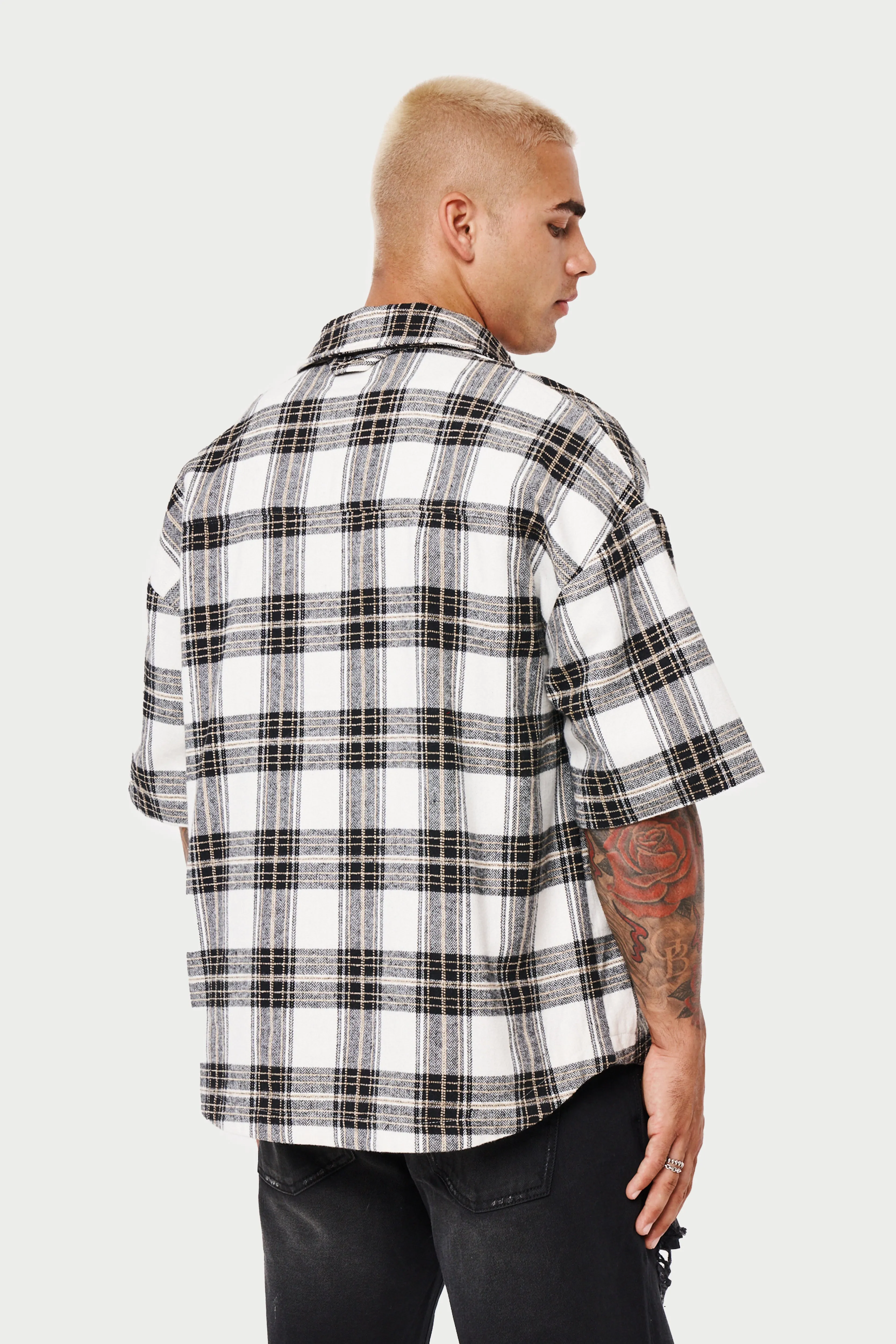EMBLEM FLANNEL OVERSHIRT - BEIGE
