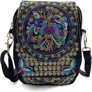 Embroidered Crossbody Bag Boho Ethnic Shoulder Bag Vintage Handmade Women Cellphone Pouch Small Handbag Coin Purse