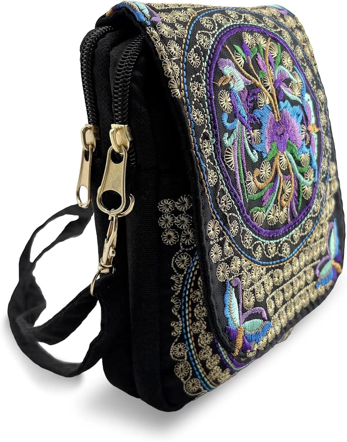 Embroidered Crossbody Bag Boho Ethnic Shoulder Bag Vintage Handmade Women Cellphone Pouch Small Handbag Coin Purse