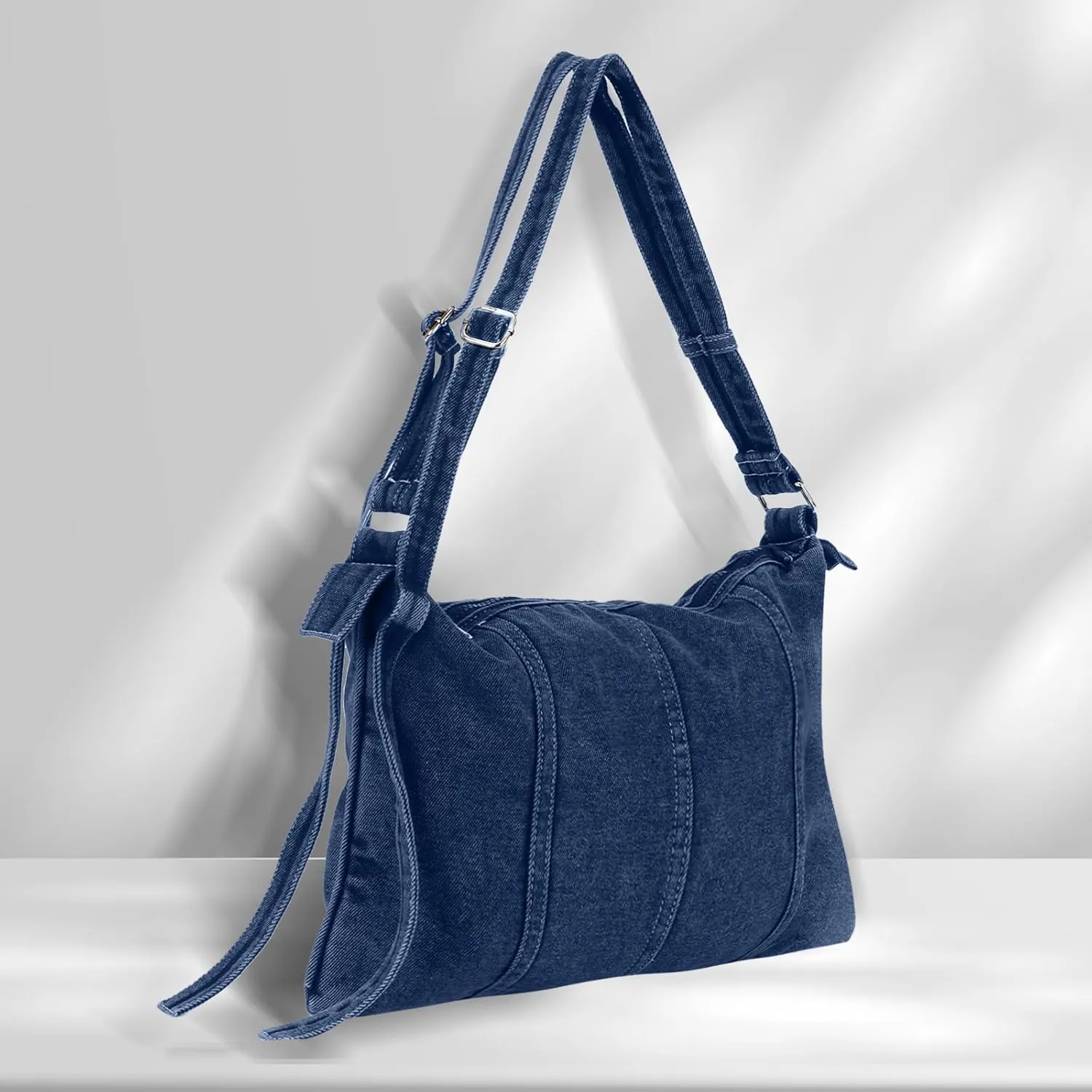 Emprier Soft Denim Handbag for Women Fashion Hobo Tote Bag Denim Purses Retro Crossbody Bag Large Capacity Tote Handbag