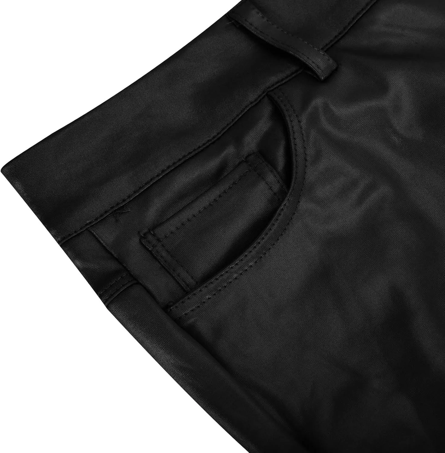 Faux Leather Leggings for Women Tummy Control High Waist Pants PU Seamless Stretch Shaping Hip Push Up Tights Trousers