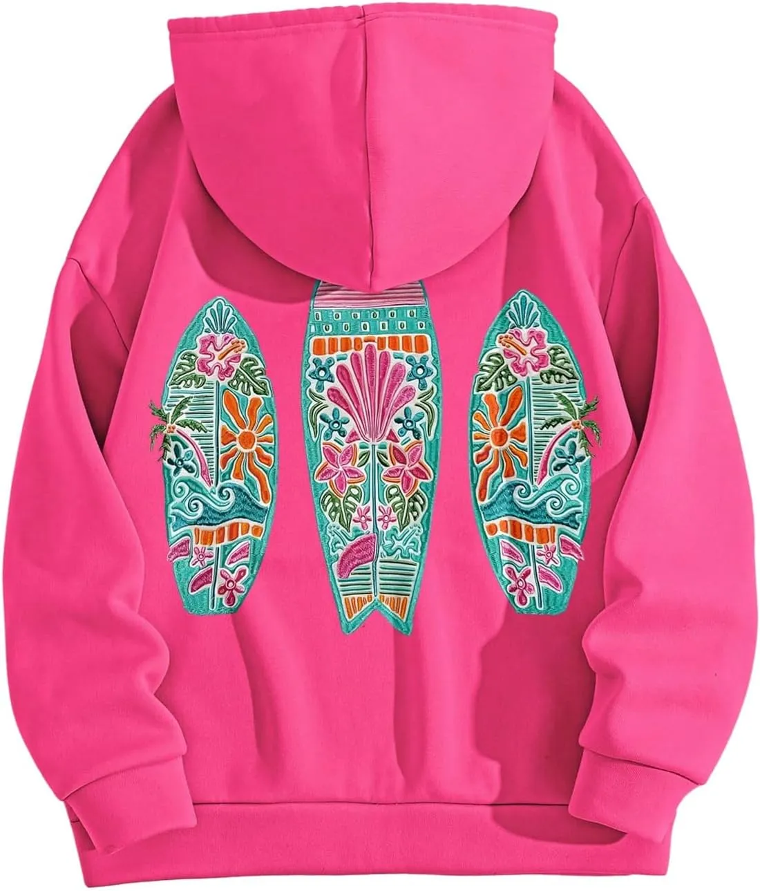 Floerns Women's Graphic Long Sleeve Hooded Sweatshirts Oversized Pullover Tops