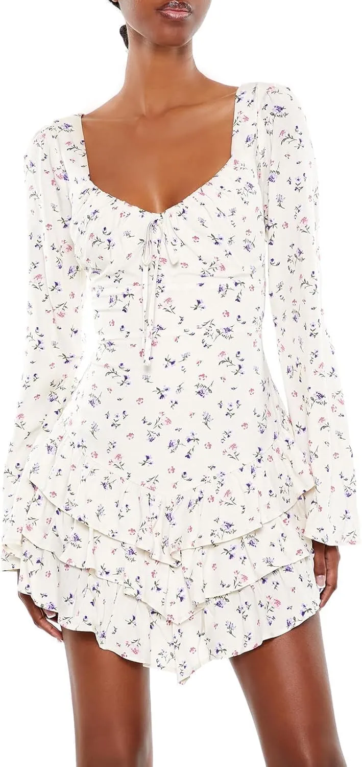 Forever 21 Women's Tiered Ditsy Floral Mini Dress
