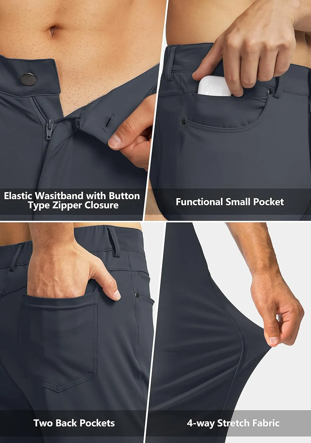 G Gradual Men's Stretch Golf Pants with 6 Pockets Slim Fit Dress Pants for Men Travel Casual Work