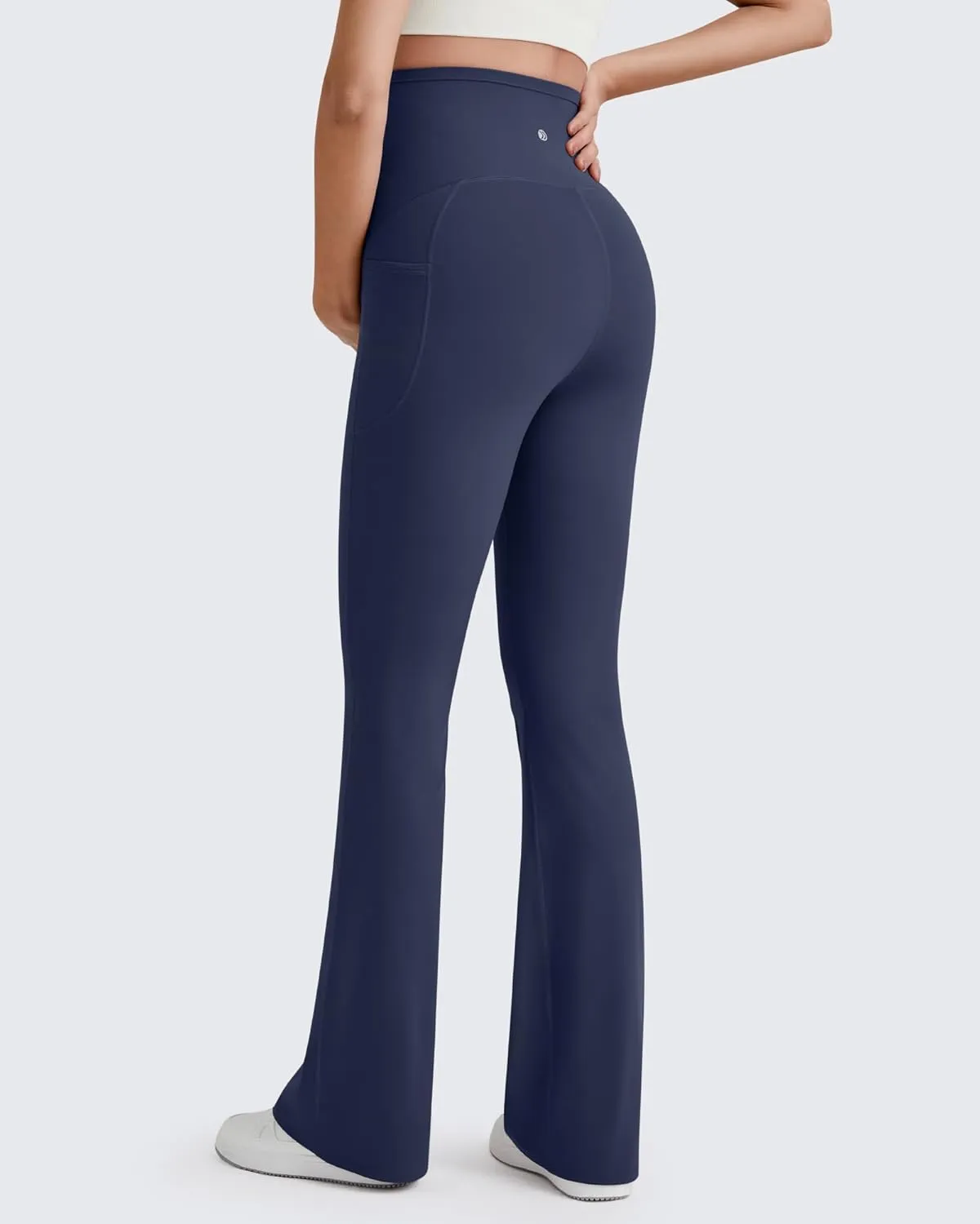 G4Free BareFeel Maternity Flare Leggings with Pockets Over The Belly Stretchy Casual Lounge Pregnancy Dress Pants for Work