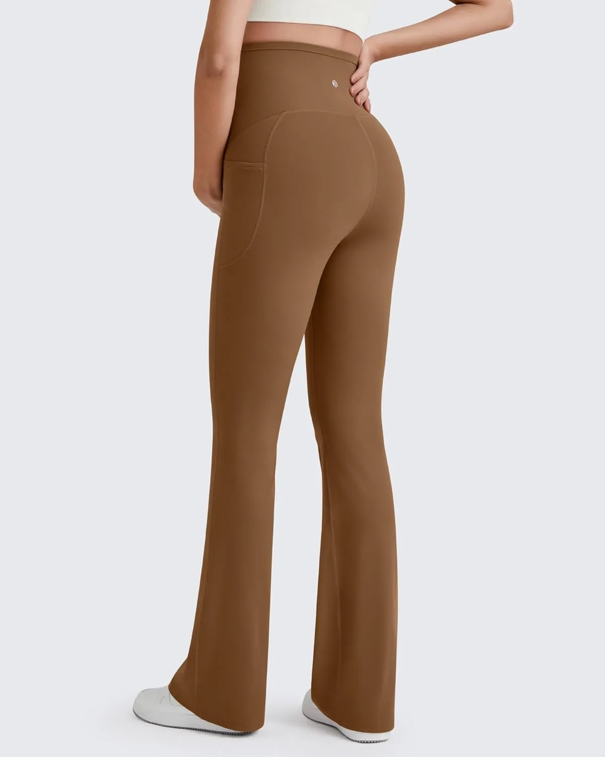 G4Free BareFeel Maternity Flare Leggings with Pockets Over The Belly Stretchy Casual Lounge Pregnancy Dress Pants for Work