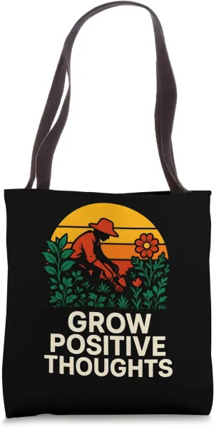 Gardener Growing Positive Thoughts Vintage Womens Botanical Tote Bag